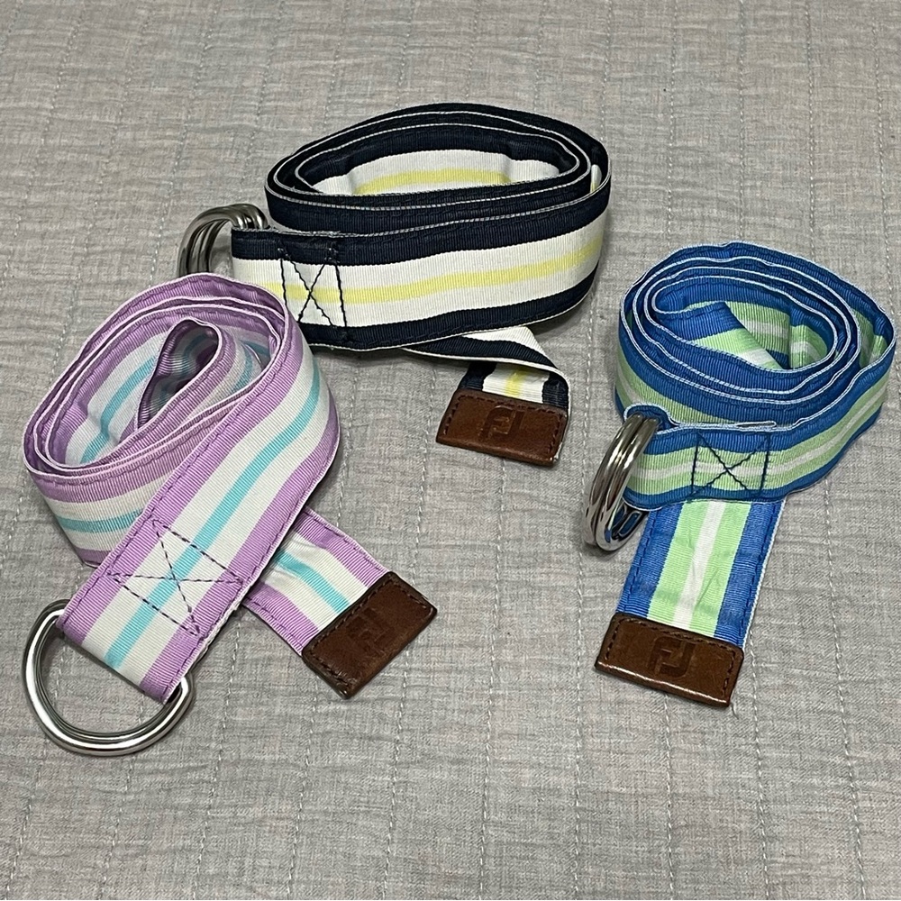FootJoy Ribbon Striped Men’s Sz S Belt Bundle Golf Casual Activewear Multicolor